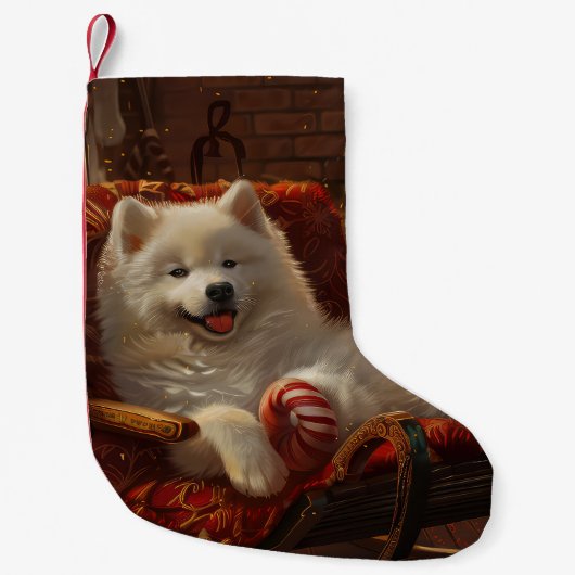 Samoyed Dog Weihnachtsfest Kleiner Weihnachtsstrumpf (Vorderseite)