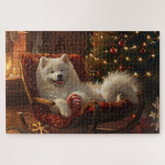 Samoyed Dog Weihnachtsfest Puzzle (Horizontal)