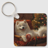 Samoyed Dog Weihnachtsfest Schlüsselanhänger (Vorderseite)