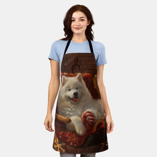 Samoyed Dog Weihnachtsfest Schürze (Getragen)