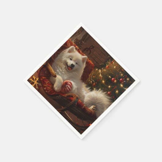 Samoyed Dog Weihnachtsfest Serviette (Ecke)