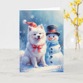 Samoyed Dog Weihnachtsgrußkarte Karte (Gelbe Blume)
