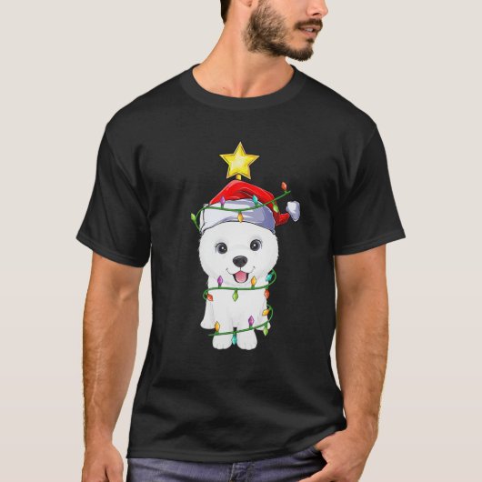 Samoyed Dog Xmas Lighting Tree Matching Samoyed Ch T-Shirt (Vorderseite)