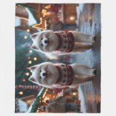 Samoyed Dogs Christmas Snow Holiday Fleecedecke (Vorderseite)