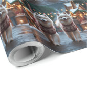 Samoyed Dogs Christmas Snow Holiday Geschenkpapier (Rolleneckpunkt)