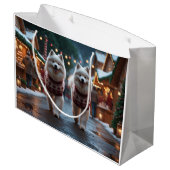 Samoyed Dogs Christmas Snow Holiday Große Geschenktüte (Rückseite Schrägansicht)