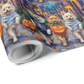 Samoyed Dogs Trick-or-Treating Halloween Costumes Geschenkpapier (Rolleneckpunkt)