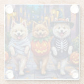 Samoyed Dogs Trick-or-Treating Halloween Costumes Glasuntersetzer (Rückseite)