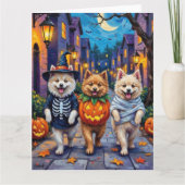 Samoyed Dogs Trick-or-Treating Halloween Costumes Karte (Vorderseite)