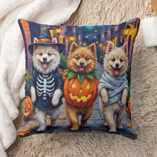 Samoyed Dogs Trick-or-Treating Halloween Costumes Kissen (Decke)