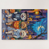 Samoyed Dogs Trick-or-Treating Halloween Costumes Puzzle (Horizontal)