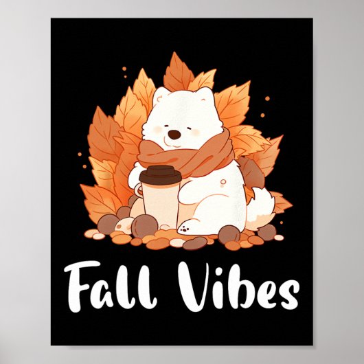 Samoyed Fall Vibes Funny Dog Pumpkin GewürzLatte Poster (Vorne)