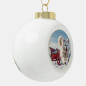 Samoyed Festivals Weihnachten Keramik Kugel-Ornament (Links)