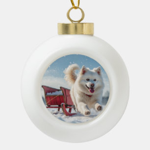 Samoyed Festivals Weihnachten Keramik Kugel-Ornament