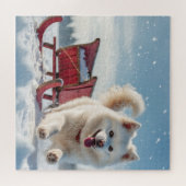 Samoyed Festivals Weihnachten Puzzle (Horizontal)