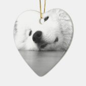 Samoyed-Foto-Hundeweiß Keramik Ornament (Links)