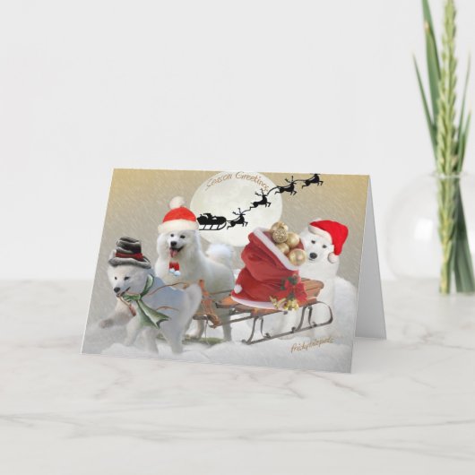 Samoyed Friends Rodelbahn Karte (Vorderseite)