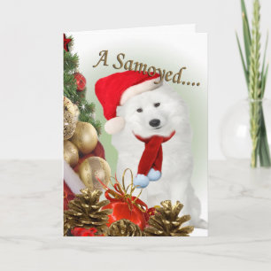 Samoyed Frohe Weihnachtskarte Feiertagskarte