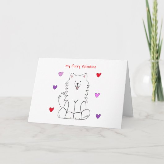 Samoyed Furry Valentine Feiertagskarte (Vorderseite)