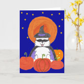 Samoyed-Halloween-Mond Karte (Gelbe Blume)