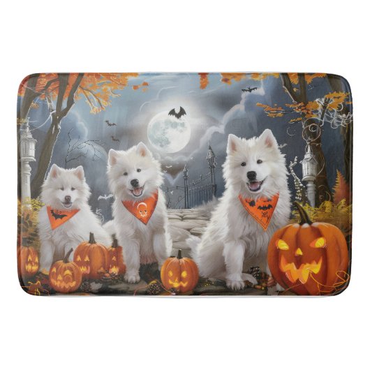 Samoyed Halloween Spooky Badematte (Vorderseite)