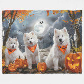 Samoyed Halloween Spooky Fleecedecke (Vorderseite (Horizontal))