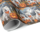 Samoyed Halloween Spooky Geschenkpapier (Rolleneckpunkt)