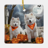 Samoyed Halloween Spooky Keramikornament (Vorderseite)