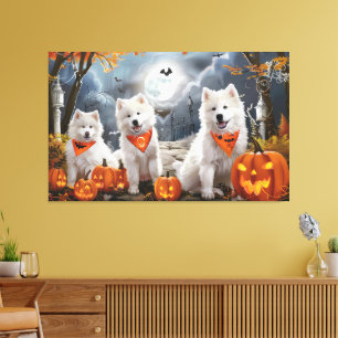 Samoyed Halloween Spooky Leinwanddruck