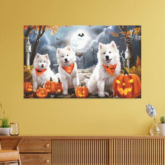 Samoyed Halloween Spooky Leinwanddruck (Insitu (Wohnzimmer))