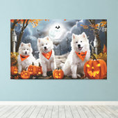 Samoyed Halloween Spooky Leinwanddruck (Insitu (Holzboden))