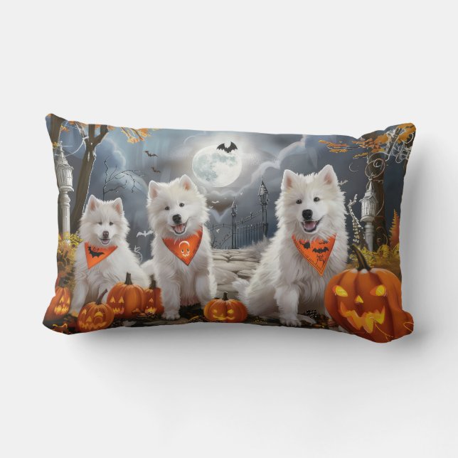Samoyed Halloween Spooky Lendenkissen (Rückseite)