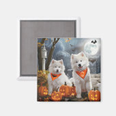 Samoyed Halloween Spooky Magnet (Vorderseite/Rückseite)