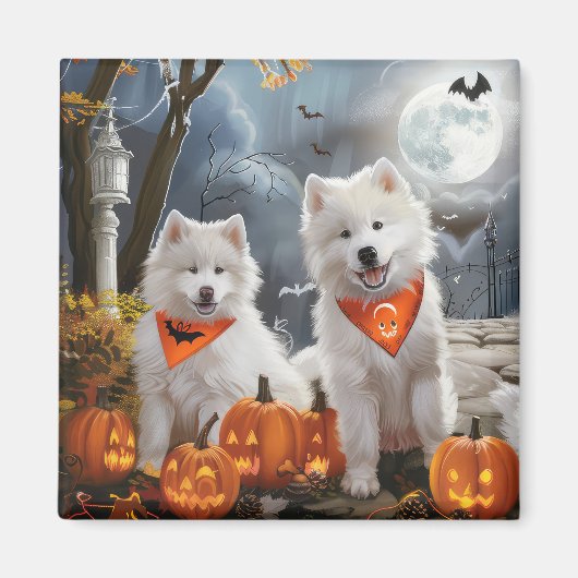Samoyed Halloween Spooky Magnet (Vorne)