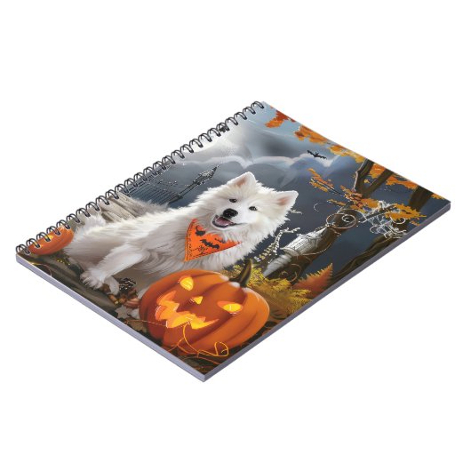 Samoyed Halloween Spooky Notizblock (Linke Seite)