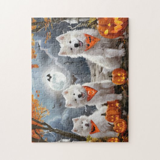 Samoyed Halloween Spooky Puzzle (Vertikal)