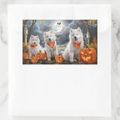 Samoyed Halloween Spooky Rechteckiger Aufkleber (Tasche)