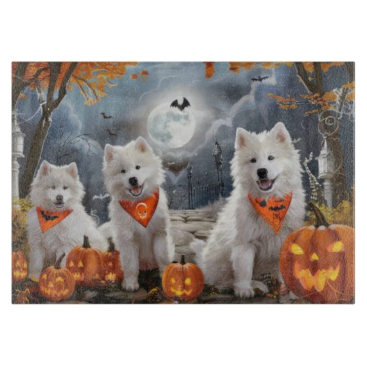 Samoyed Halloween Spooky Schneidebrett (Vorderseite)