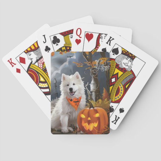 Samoyed Halloween Spooky Spielkarten (Rückseite)