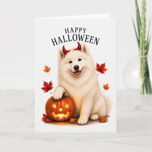 Samoyed Halloween Teufelshund Karte (Vorderseite)