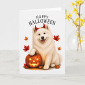 Samoyed Halloween Teufelshund Karte (Gelbe Blume)