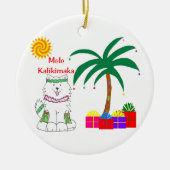 Samoyed-Hawaiianer-Verzierung Keramik Ornament (Vorne)