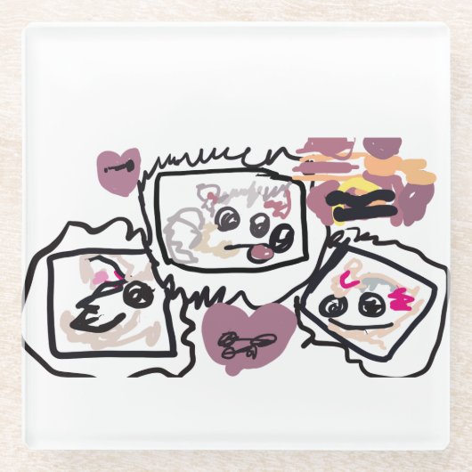 Samoyed Hearts  Glasuntersetzer (Vorderseite)