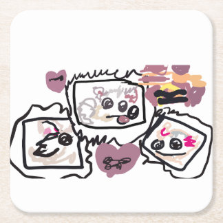 Samoyed Hearts  Rechteckiger Pappuntersetzer