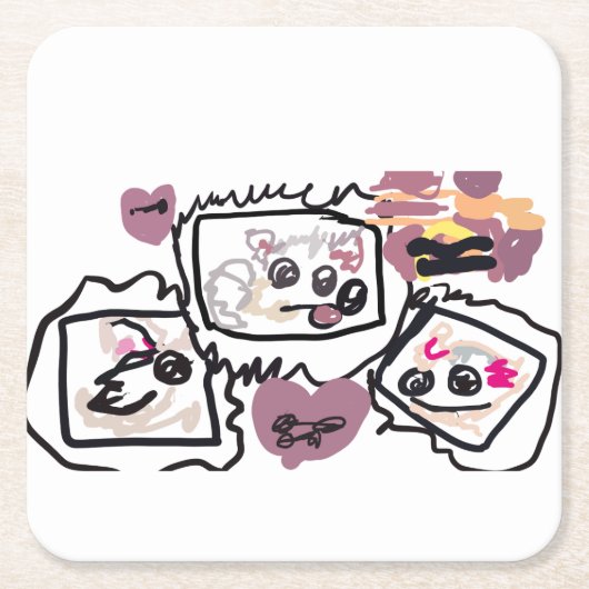 Samoyed Hearts  Rechteckiger Pappuntersetzer (Vorderseite)