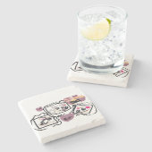 Samoyed Hearts Steinuntersetzer (Seitenansicht)