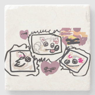 Samoyed Hearts  Steinuntersetzer