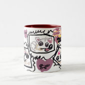 Samoyed Hearts  Zweifarbige Tasse (Mittel)