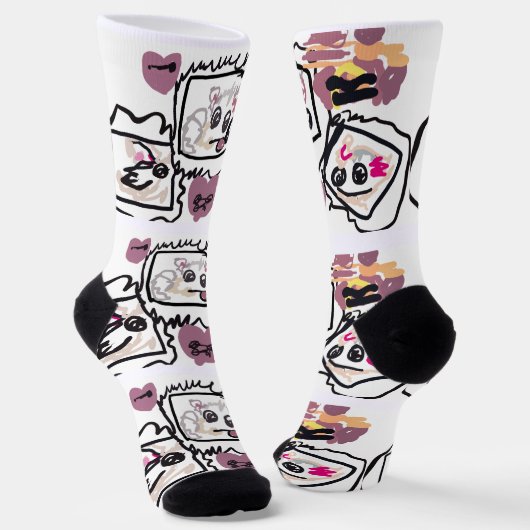 Samoyed Herzen  Socken (Gewinkelt)