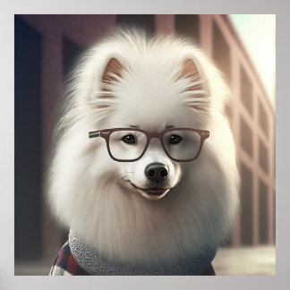 Samoyed Hipster Doster Poster